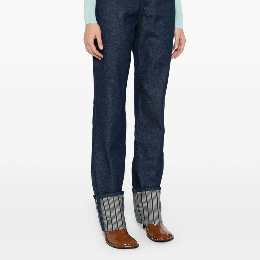 Jacquemus Blue Straight Leg Jeans with Cuffed Hem Le-De-Nimes US12